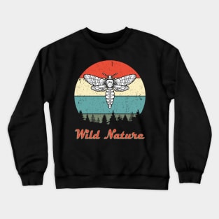 Wild Nature Moth White Abstract Sunset Crewneck Sweatshirt